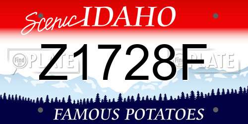 Z1728F Idaho License Plate