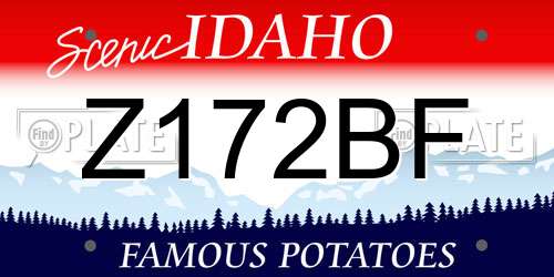 Z172BF Idaho License Plate