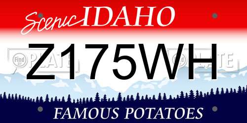 Z175WH Idaho License Plate