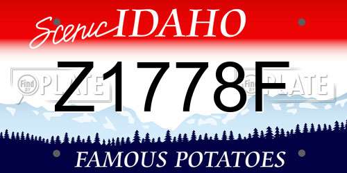 Z1778F Idaho License Plate
