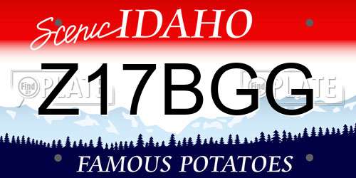Z17BGG Idaho License Plate