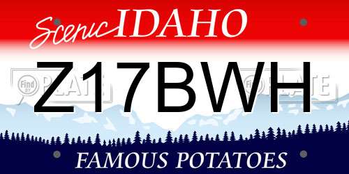 Z17BWH Idaho License Plate