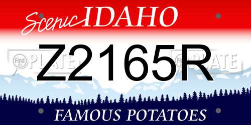 Z2165R Idaho License Plate