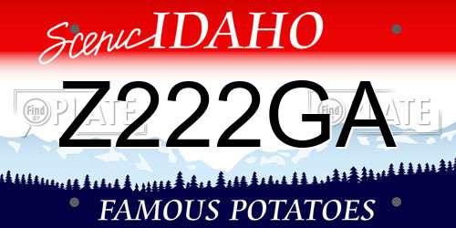 Z222GA Idaho License Plate