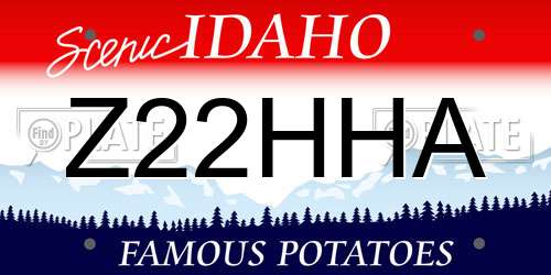Z22HHA Idaho License Plate