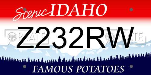 Z232RW Idaho License Plate