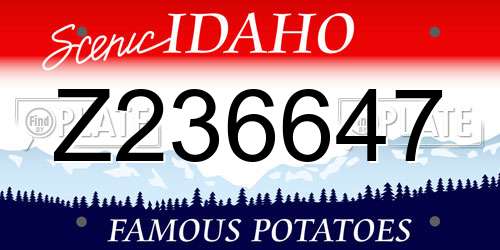 Z236647 Idaho License Plate