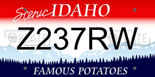 Z237RW Idaho License Plate