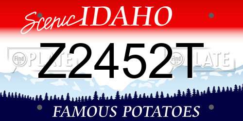 Z2452T Idaho License Plate
