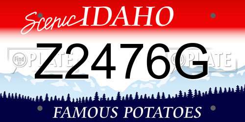 Z2476G Idaho License Plate