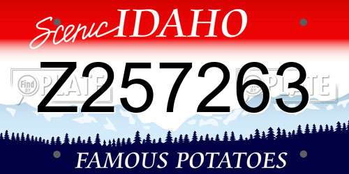 Z257263 Idaho License Plate