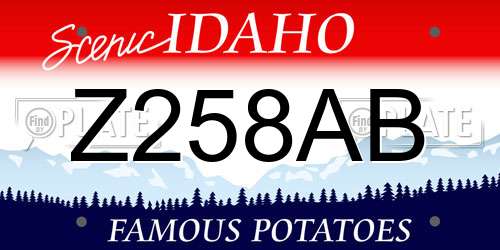 Z258AB Idaho License Plate