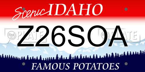 Z26SOA Idaho License Plate