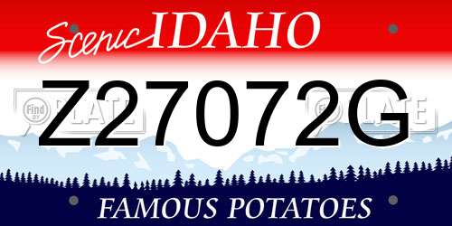 Z27072G Idaho License Plate
