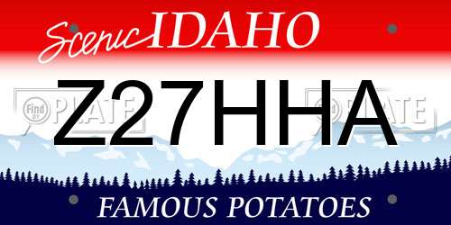 Z27HHA Idaho License Plate
