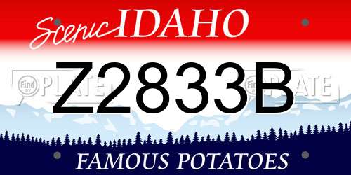 Z2833B Idaho License Plate