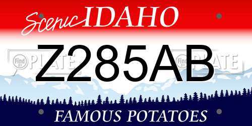 Z285AB Idaho License Plate