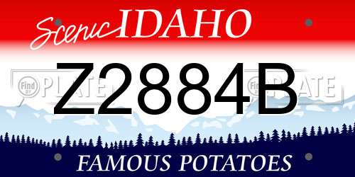 Z2884B Idaho License Plate
