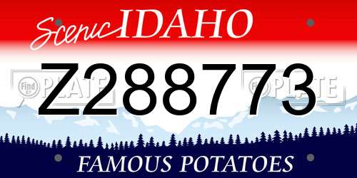 Z288773 Idaho License Plate