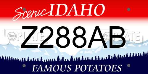 Z288AB Idaho License Plate