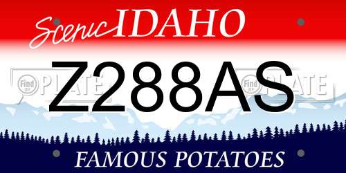 Z288AS Idaho License Plate
