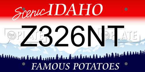 Z326NT Idaho License Plate