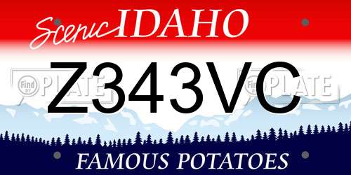 Z343VC Idaho License Plate