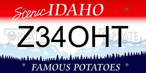 Z34OHT Idaho License Plate