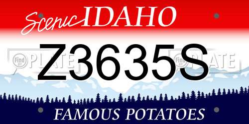 Z3635S Idaho License Plate