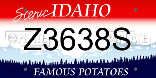 Z3638S Idaho License Plate
