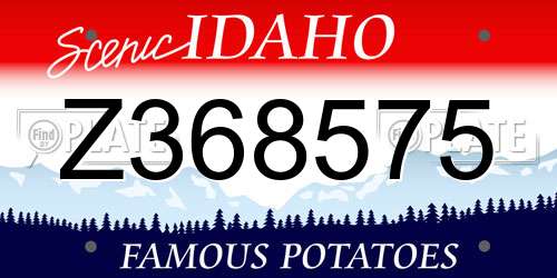Z368575 Idaho License Plate