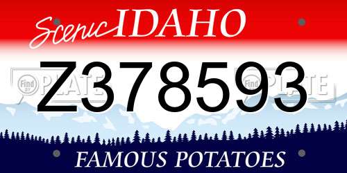 Z378593 Idaho License Plate
