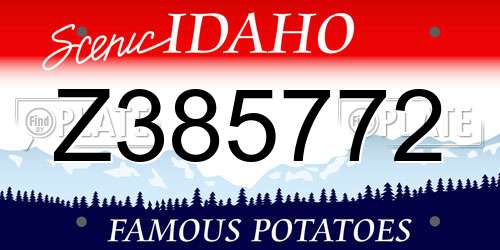 Z385772 Idaho License Plate