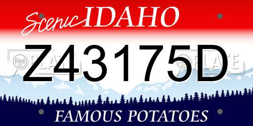 Z43175D Idaho License Plate