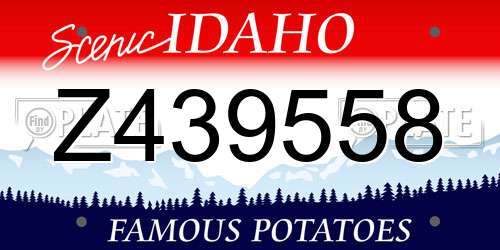 Z439558 Idaho License Plate