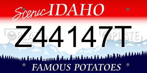 Z44147T Idaho License Plate