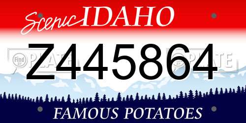 Z445864 Idaho License Plate