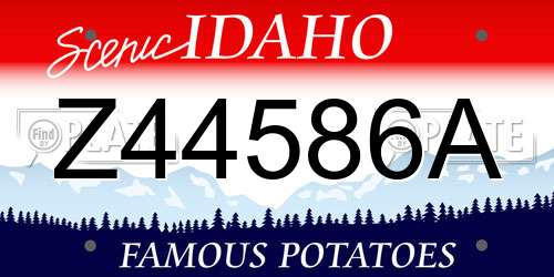Z44586A Idaho License Plate