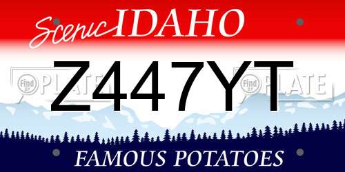 Z447YT Idaho License Plate
