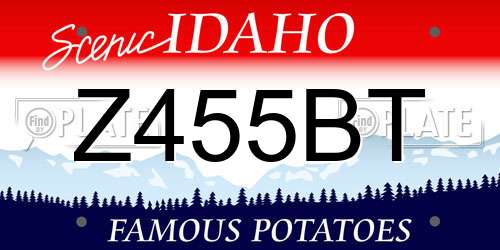 Z455BT Idaho License Plate