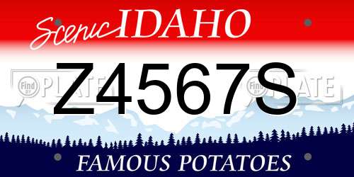 Z4567S Idaho License Plate