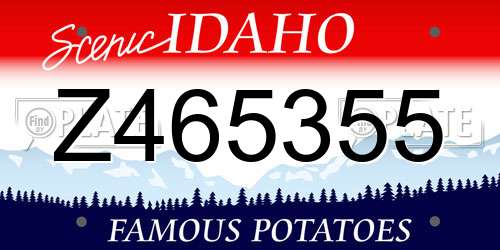 Z465355 Idaho License Plate