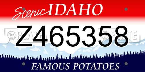 Z465358 Idaho License Plate