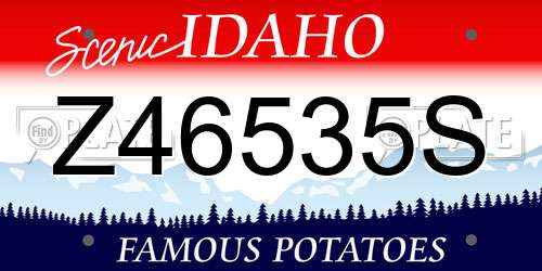 Z46535S Idaho License Plate