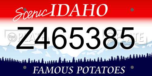 Z465385 Idaho License Plate