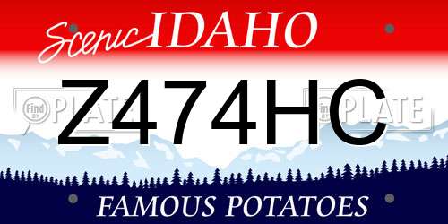 Z474HC Idaho License Plate
