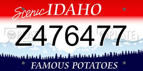 Z476477 Idaho License Plate