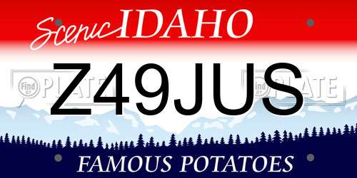 Z49JUS Idaho License Plate