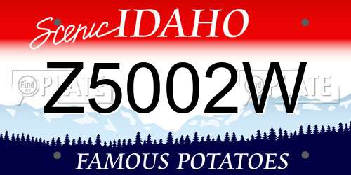 Z5002W Idaho License Plate