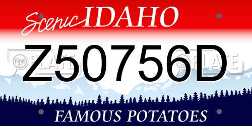 Z50756D Idaho License Plate